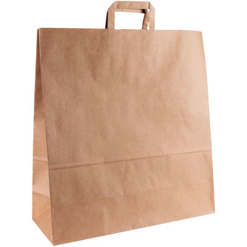 Carton de 100 sacs kraft brun poignée plates 45+17x48cm 100g/m²_0