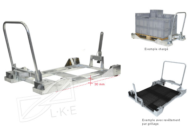 Chariot à plate-forme - Type NF1.E surbaissé - 1200x800 mm - 500 kg - Hauteur utile 60 mm_0