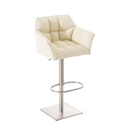 CLP Tabouret de bar Damaso revêtement similicuir Crème/Acier inoxydable - beige polyester 101673004_0