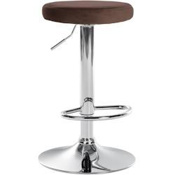 CLP Tabouret de bar Ponte revêtement velours Marron/Chrome - marron textile 322027_0