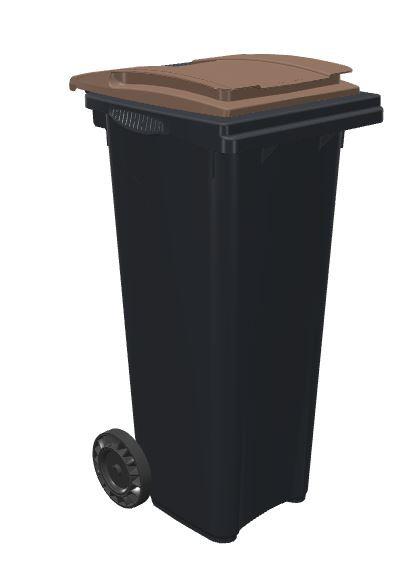 Conteneur poubelle bicolore Sulo - 140 litres Gris/Marron (RAL 8025) - robuste et idéal pour le tri sélectif_0
