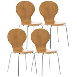 Décoshop26 - Lot de 4 chaises de cuisine salle à manger empilables dossier arrondi en bois chêne et métal chromé 10_0003181 - 3000251442144_0