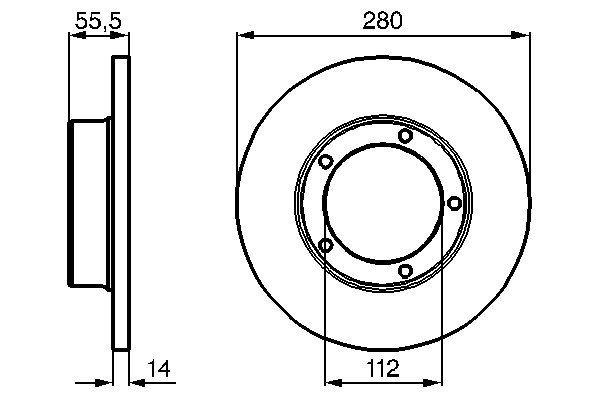 Disque de frein BOSCH 0986478770 - Boîte de 2 disques - Avant - Plein - 5 trous - Épaisseur 14 mm_0