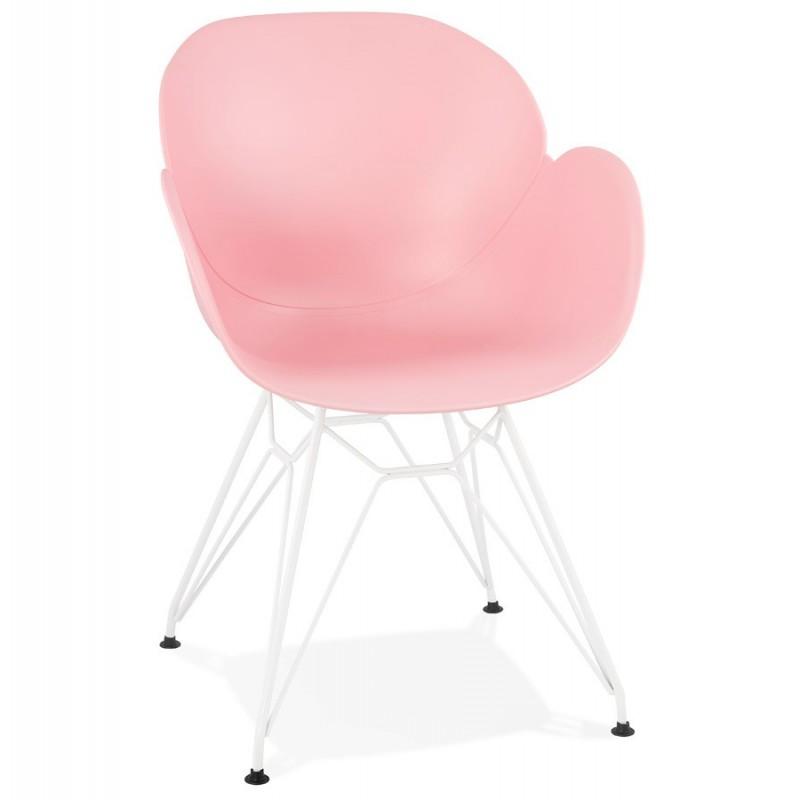 Fauteuil design Calypso 85cm rose - Paris Prix - métal et polypropylène, protection pour sols incluse_0