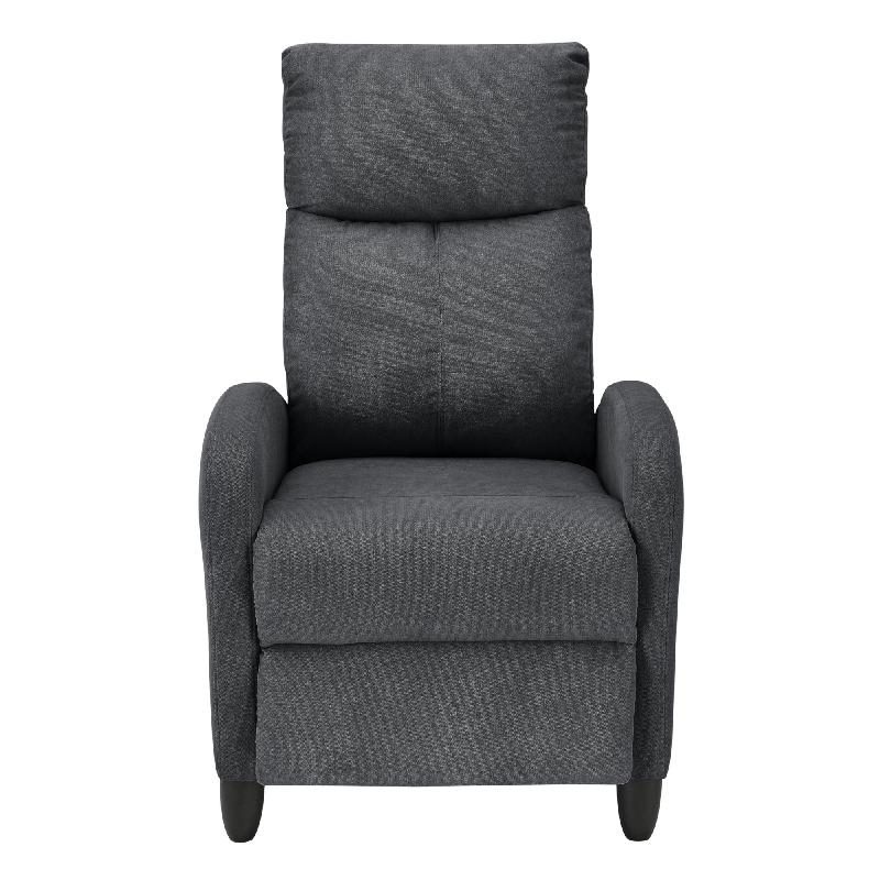 Fauteuil relaxant avec dossier inclinable et repose-pieds - housse textile gris foncé - 102 cm - modèle 03_0005214_0