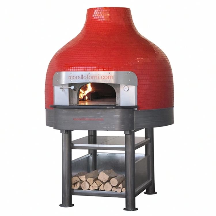 Fours traditionnels à bois Volcan Mosaïque Morello Forni L150 - avec étagère en pierre naturelle et coffre à bois_0