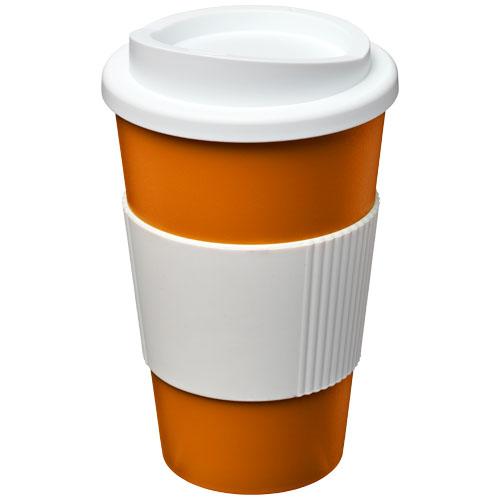 Gobelet isolant Americano® 350 ml - bandeau antidérapant en silicone - double paroi - couvercle à visser_0