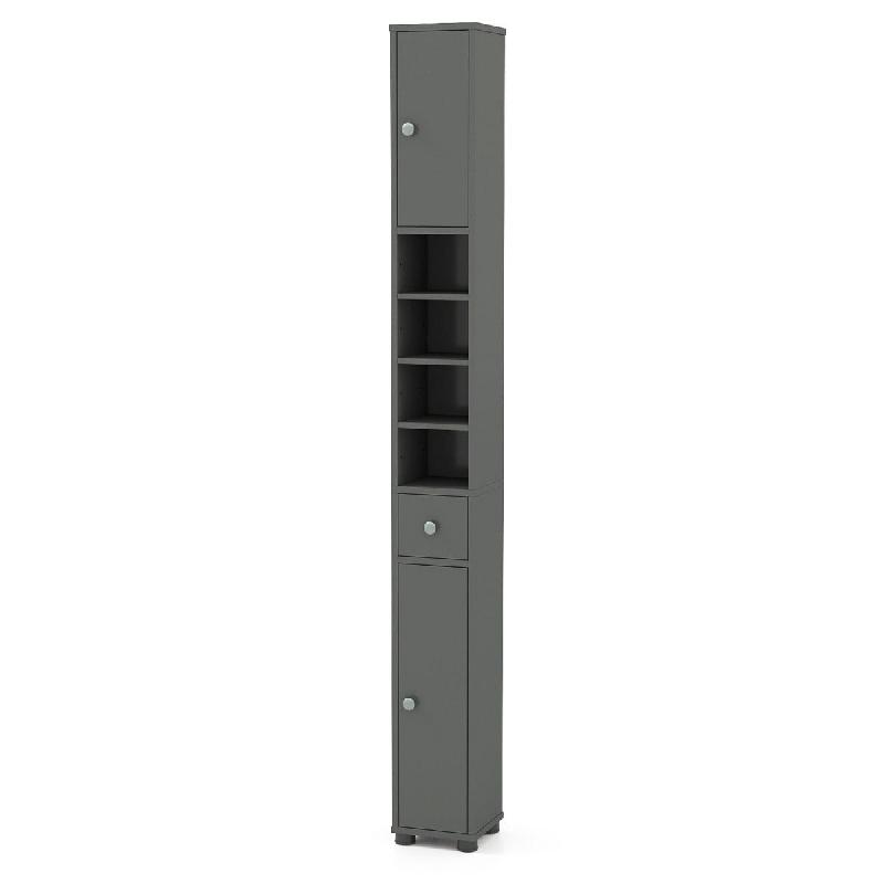Helloshop26 - Armoire de rangement étroite 20 x 20 x 180 cm avec tiroir et étagères ajustables design moderne en MDF gris 20_0015782 - gris Bois ma_0