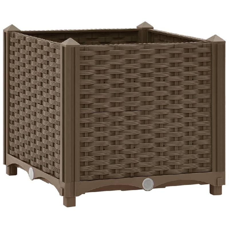 JARDINIÈRE LIT SURÉLEVÉ PLANTES FLEURS JARDIN 40 X 40 X 38 CM POLYPROPYLÈNE MARRON 02_0000929_0