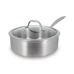 Menastyl - Sauteuse Triply 24cm En Inox Couvercle Verre Fabriquee En France - 3256391038420_0