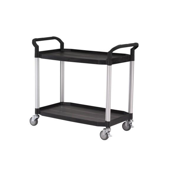 Servante multi-usage 2 plateaux - Noir ou Gris - Avec ou sans bacs - Contact alimentaire - Rolléco_0