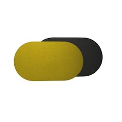 Stil Casa, set de 12 chemins de table bicolores, polyuréthane cousu, 58xh. 38 cm, finition dollar couleur ocre/noir. - RUN6838-OB_0