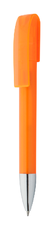 Stylo bille transparent - embout chromé - encre bleue - couleur orange - 13g_0
