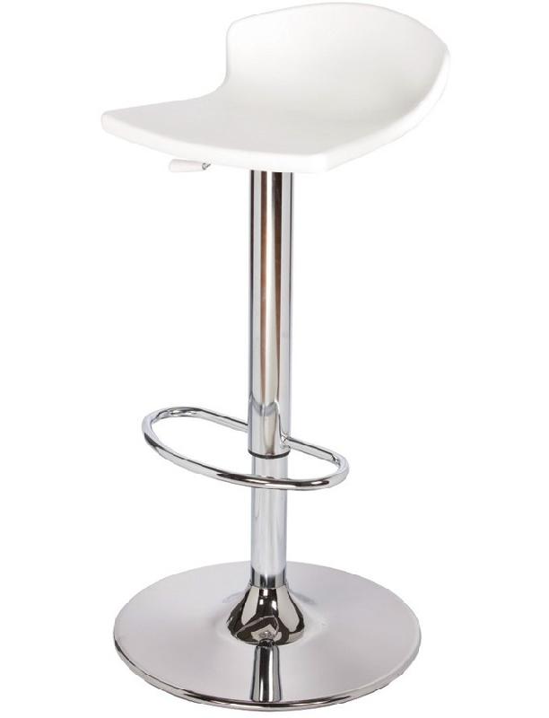 Tabouret de bar Nambo - Assise et base en technopolymère - Blanc ou ivoire - Base chromée en option_0