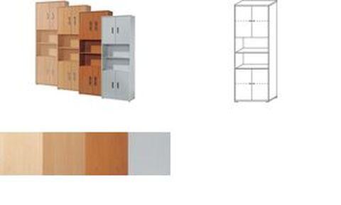 Wellemöbel - Armoire étagères Büro Combi+ 3, 5 étagères, poignées noires, gris_0