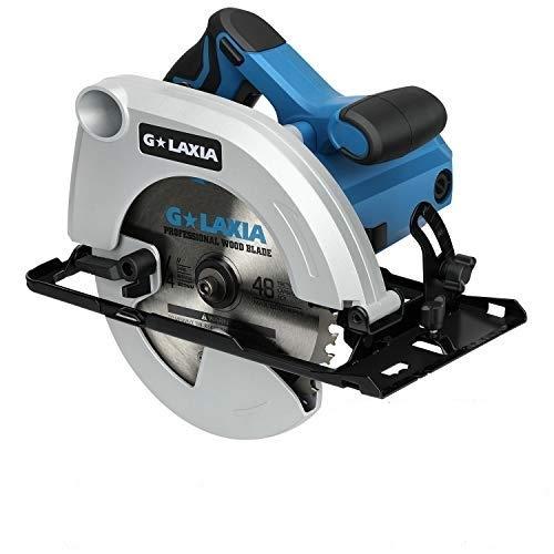 G LAXIA Scie circulaire 1500W - 6000RPM - Profondeur de coupe 64 mm à 90° et 42 mm à 45° - Réglage biseauté 0°-45°_0