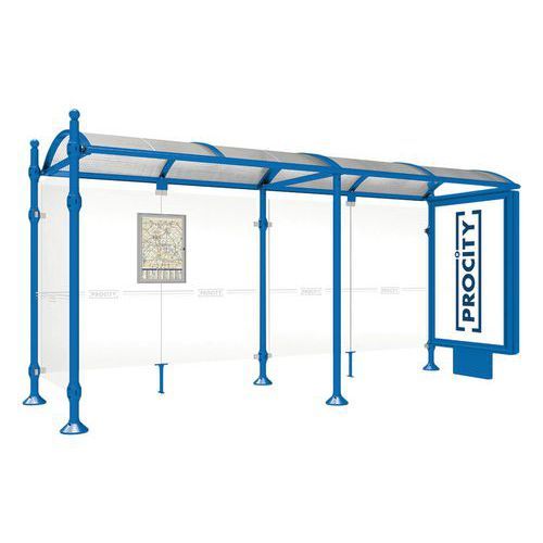 ABRI BUS PROVINCE 5 M CAISSON 1 BARDAGE BOULE BLEU 5010 - PROCITY