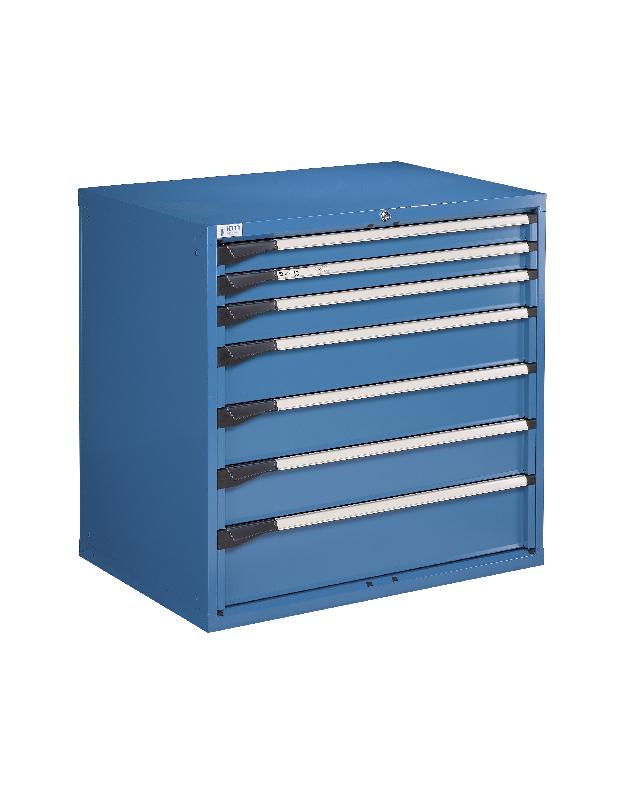 Armoire métallique 7 tiroirs Novalp L - bleu RAL 5012 - dimensions utiles L.906 x P.600 mm - charge maxi 100 kg_0