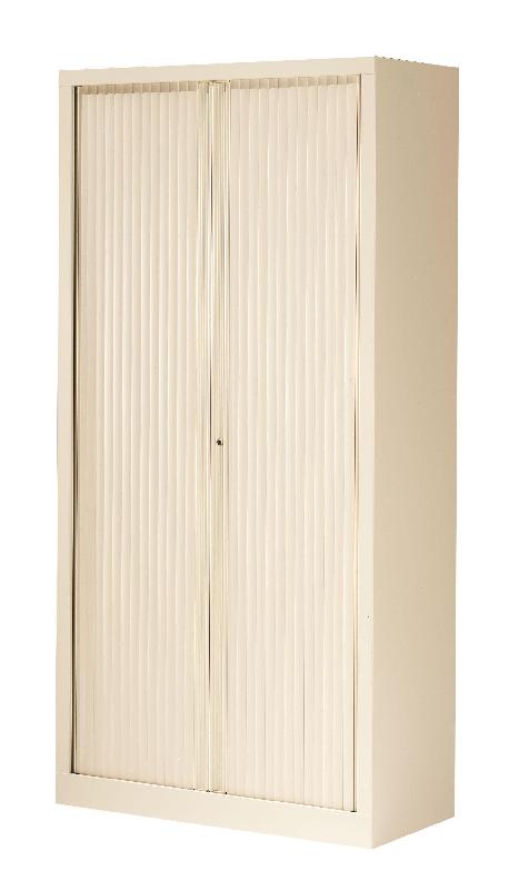 Armoire à rideau beige haute - L.1000 mm - Structure monobloc en acier avec 4 tablettes réglables_0