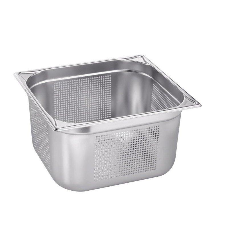 BAC GN BLANCO EN ACIER INOXYDABLE GN 2/3 AVEC PERFORATIONS DANS LE FOND ET LES PAROIS LATÉRALES - 200 MM, CAPACITÉ : 16,7 LITRES