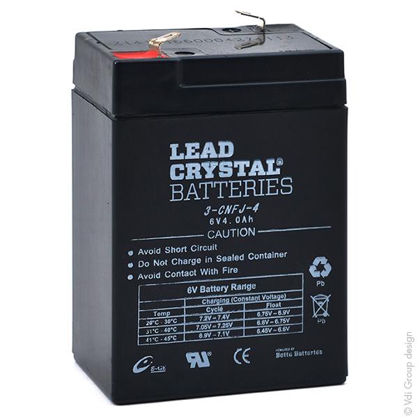 Batterie Lead Crystal 3-CNFJ-4 6V 4Ah F4.8 - Étanche avec électrolyte SiO2 non corrosif_0