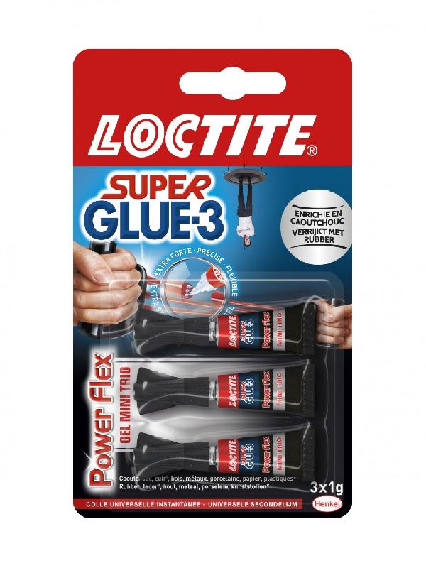 Colle glue gel super glue 3 Power Flex LOCTITE - résiste à l'eau - 3 g - intérieur/extérieur_0