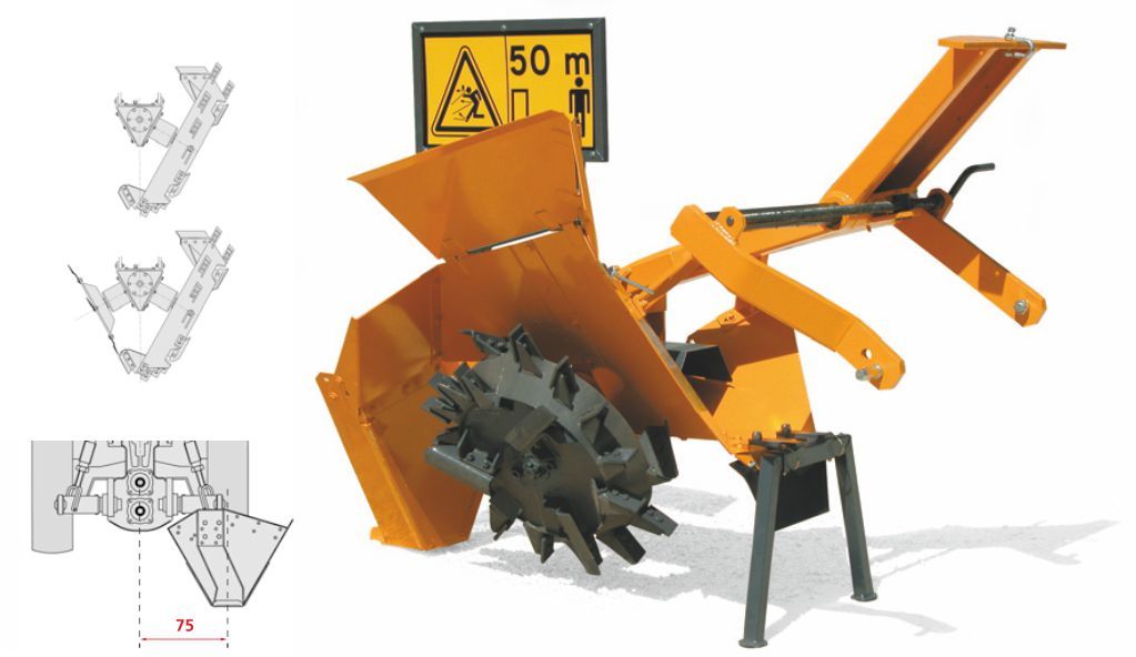 Cureuses de fossés et rigoleuses monoroue et mono-biroue mobiles - Dondi - vitesse 0.8 à 1.2 km/h - excavation en différentes positions_0