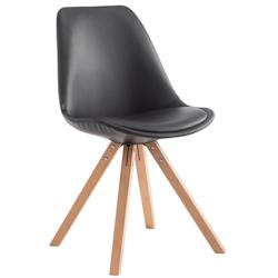 Décoshop26 - Chaise de cuisine salle à manger scandinave assise en PVC noir 4 pieds en bois forme carré clair 10_0003409 - noir 3000251567014_0