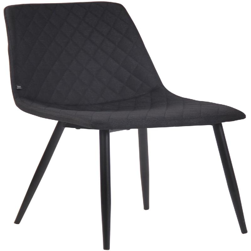 Décoshop26 - Chaise de salle à manger x1 coutures décoratives en losange assise en tissu noir et pieds métal noir 10_0007277 - noir métal 3000266_0