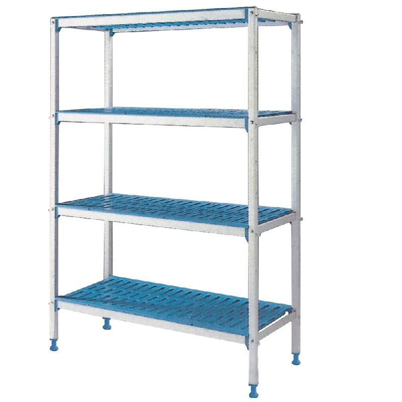 Diamond - Rayonnage linéaire en aluminium anodisé 4 niveaux - réf. RLA/104-4/EF - argenté inox AKS-RLA/104-4/EF_0