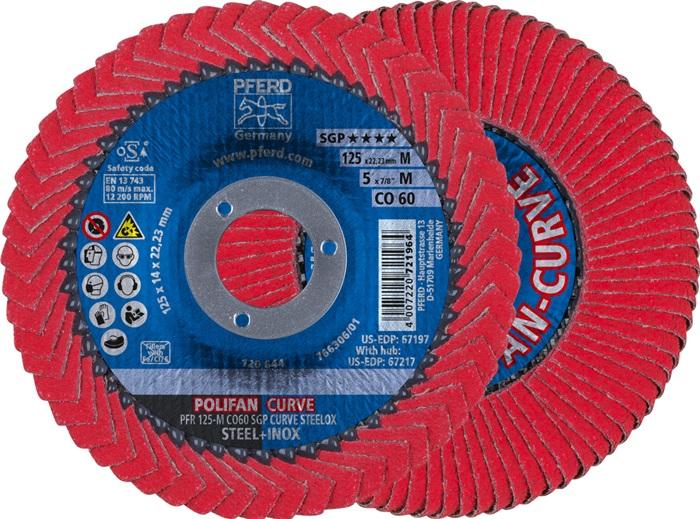 Disque à lamelles Polifan CO SGP Curve Steelox - D.125 mm - Granulation 60 - Conique Inox/Acier - Perçage 22,23 mm - PFERD_0