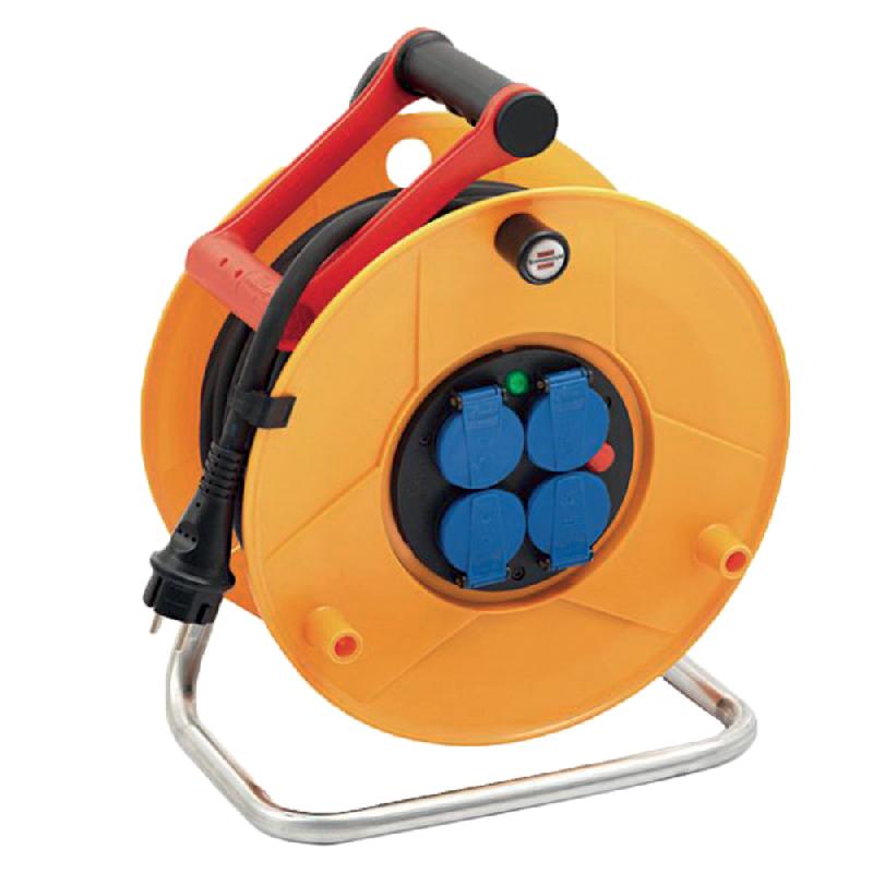 ENROULEUR DE CÂBLE PROFESSIONNEL POUR MILIEU HUMIDE 25 M, 4 PRISES, IP44 25M H07RN-F 3G 1,5 MM² BRENNENSTUHL