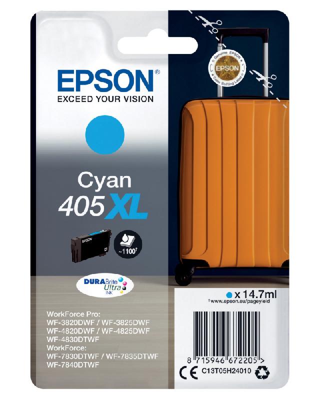 EPSON 405 XL ''VALISE'' CARTOUCHE D'ENCRE ORIGINALE GRANDE CAPACITÉ C13T05H24010 - CYAN
