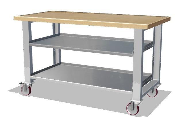 Établi mobile professionnel - étagères stratifiées 37 mm - plateau hêtre ou stratifié - 1200 à 1500 mm - Rolléco_0