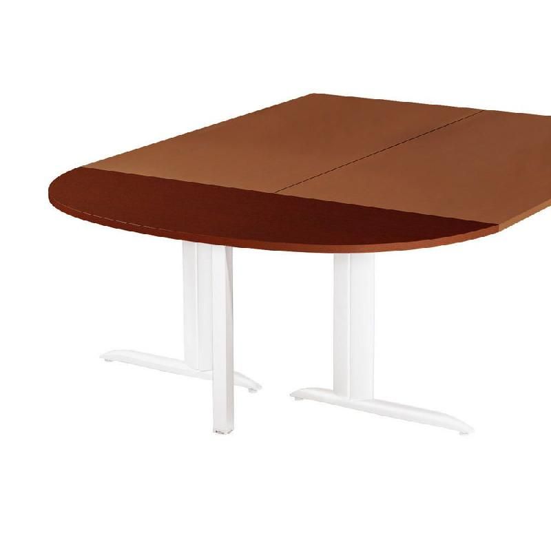 EXTENSION DEMI-LUNE ACTUAL L. 160 X 60 CM - PLATEAU WENGÉ - PIED TUBE CARRÉ BLANC