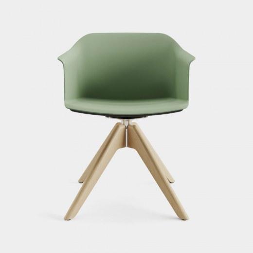 Fauteuil Piétement Pyramidal Bois MIZA Polypro - Référence 8020 FR125 - Base pivotante en hêtre - Norme EN 16139:2013_0