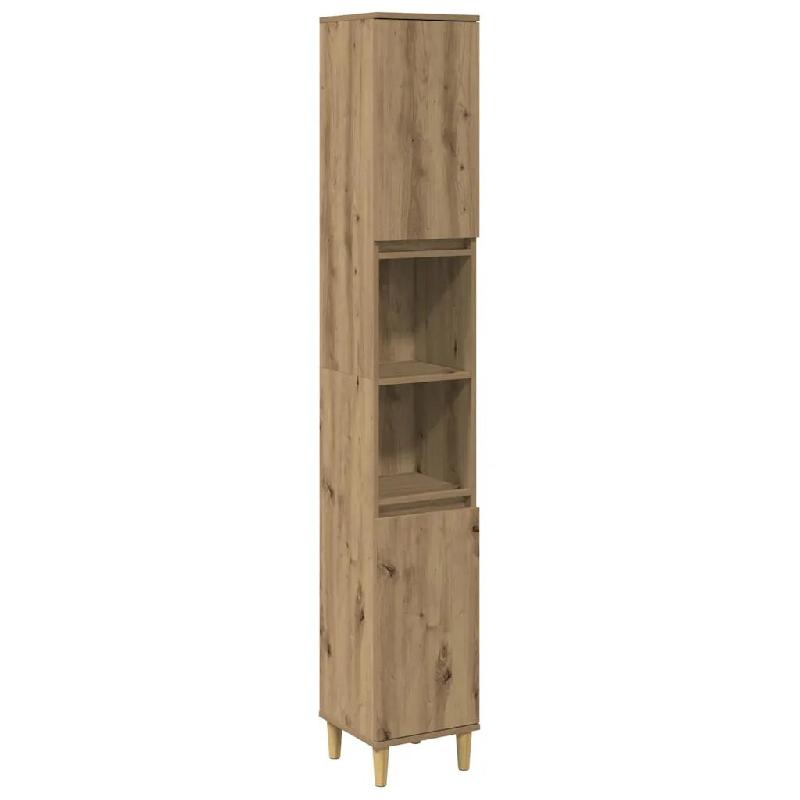 Helloshop26 - Armoire de salle de bain chêne artisanal 30 x 30 x 190 cm avec grand espace de rangement style naturel en bois 02_0051031 - Bois massif_0