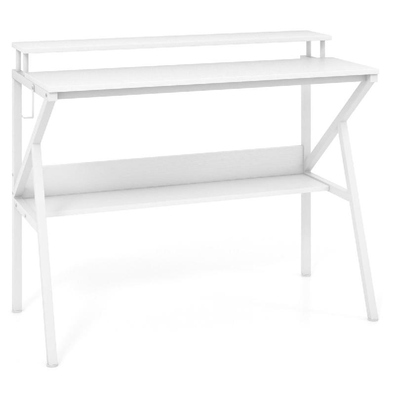 Helloshop26 - Bureau compact 100 x 48 x 81,5 cm support moniteur ergonomique avec rangement design moderne en bois d'ingénierie 20_0010840 - métal 3_0