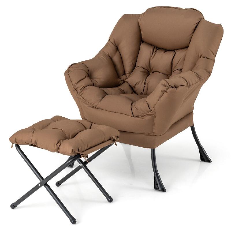 Helloshop26 - Fauteuil paresseux avec ottoman 75 x 81 x 94,5 cm confort optimal assise ergonomique style contemporain en polyester 20_0012102 - marron_0