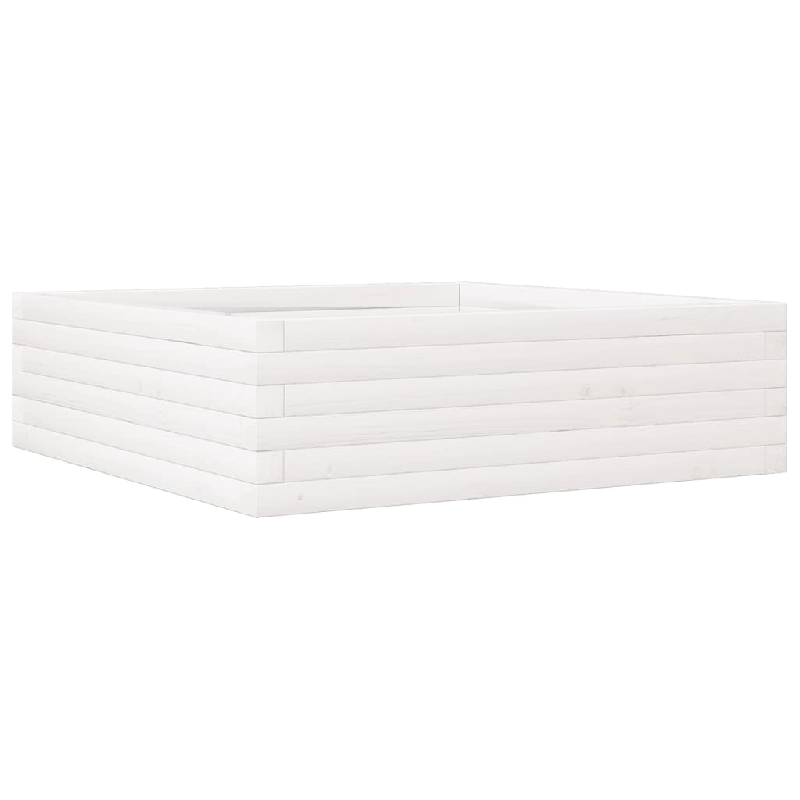 Helloshop26 - Jardinière bac lit surélevé plantes fleurs terrasse jardin 80 x 80 x 23 cm bois de pin massif blanc 02_0037889 - 3000217639632_0