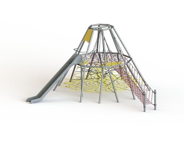 Jeu à cordes pyramidal avec toboggan en acier inoxydable - Conforme EN1176 - Référence BT16530_0