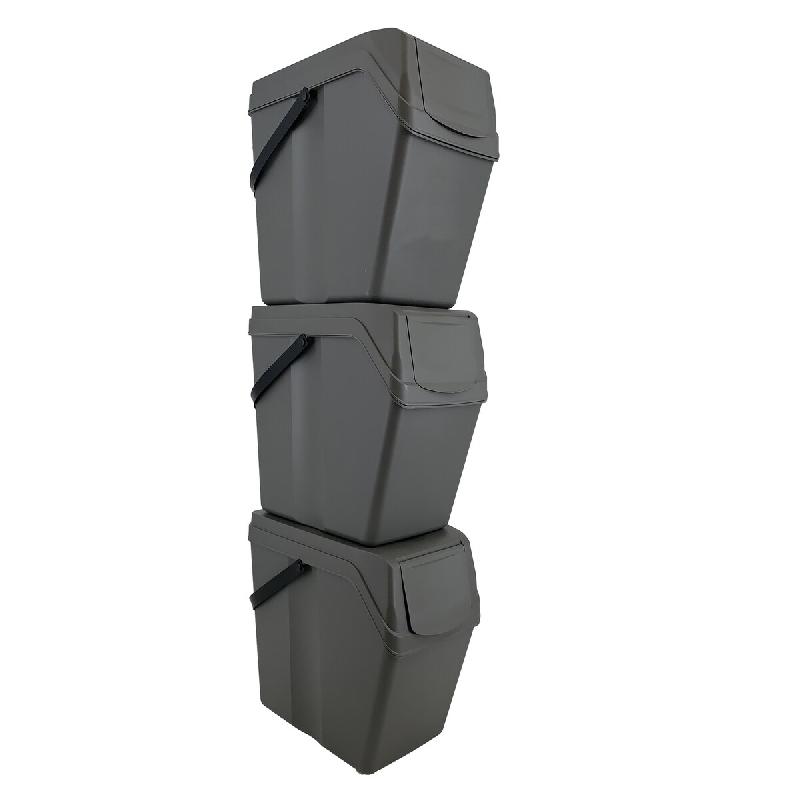 Keden - Set de 3 Poubelles Sortibox pour Recyclage Grises 3x25L - gris plastique ZA1109_0