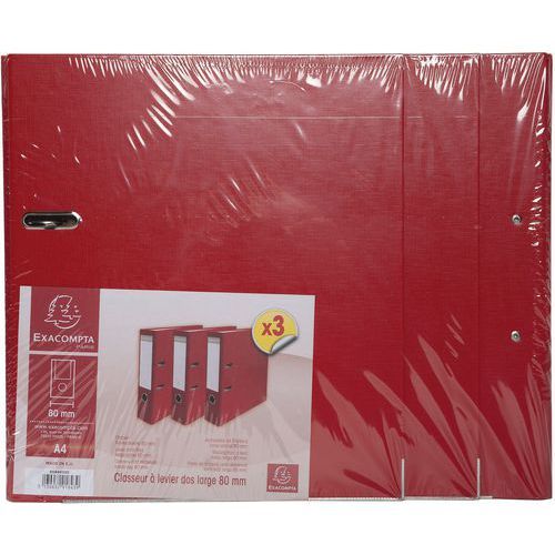 LOT DE 3 CLASSEURS À LEVIER EN ROUGE - EXACOMPTA