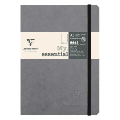 LOT DE 5 - MY.ESSENTIAL AGE BAG CARNET BROCHURE COUSU DOS CARRÉ À PAGES NUMÉROTÉES A5 192 PAGES DOT PAPIER IVOIRE 90G - GRIS