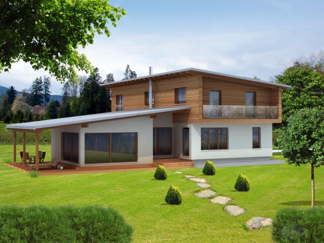 Maison à ossature en bois à étages altéa m / surface habitable 266.75 m² / 7 pièces / toit monopente_0
