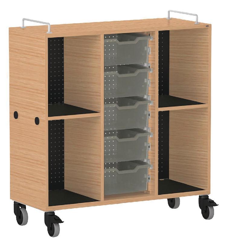 MEUBLE BAS SHIFT+ LANDSCAPE MÉLA POUR CARTABLES 4 CASES - CHÊNE - NOIR - MANUTAN COLLECTIVITÉS