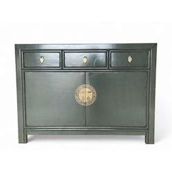 OPIUM OUTLET Asia Meubles Commode Buffet Armoire sideboard console chiffonnier 33083 gris foncé asiatique chinois oriental entièrement monté - gris_0