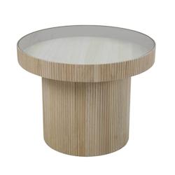 Oviala Business Table basse en MDF, bois et verre trempé - marron Bois massif 112459_0