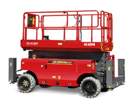 Plateforme à ciseaux tout-terrain entièrement électrique - Capacité de charge 363 kg - Hauteur de travail 14,3 m - ES1418RT - MAGNITH_0