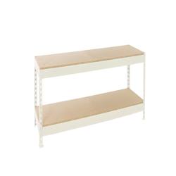 PROREGAL Étagère pour Charges Lourdes MINI WOOD YETI TWO | HxLxP 90x120x45cm | 400kg par Niveau | Blanc - blanc métal PR_RS24-37_0